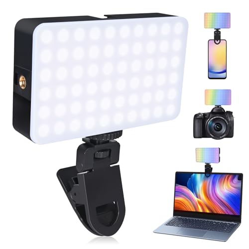 LED Video Conference Light with Clip, Rechargeable Selfie Fill Light for Phone Laptop, Portable Lighting for Zoom Calls