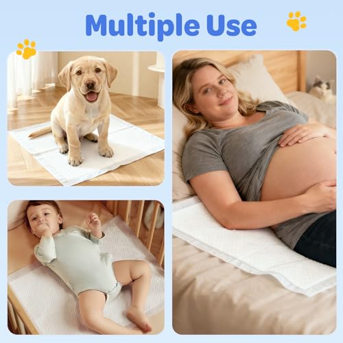 Image of 200 Pack Bulk Dog Pee Pads Extra Large 28x34, Adhesive Sticky Tabs Leakproof Puppy Training Pads, 6-Layer Super Absorbent Dog Pads for Large Dogs, Long-Lasting Value Supply