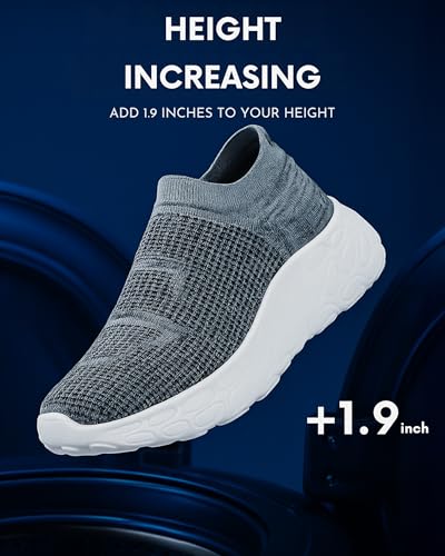 Image of Kraasa Walking Shoes for Men Height Increasing Sports Shoes Ultra Grip Soft Sole Gym Shoes Workout Lightweight Running Shoes for Men