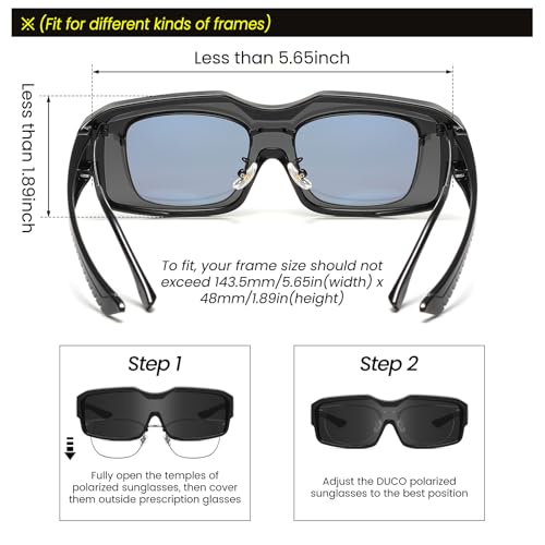 Image of DUCO Sports Polarized Fit Over Sunglasses for Men Women Wrap Around Wear Over Glasses for Cycling Fishing