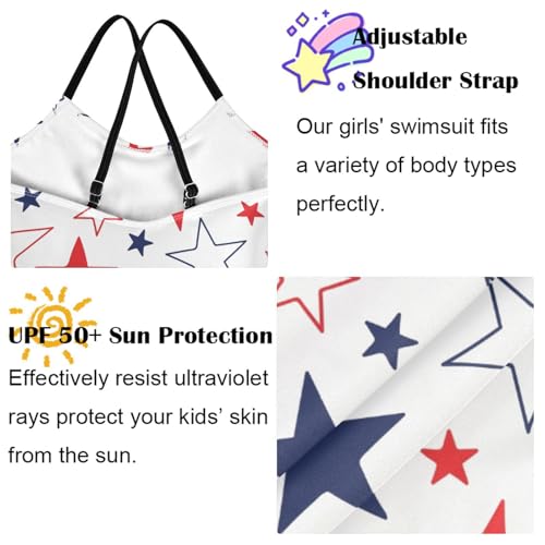 Image of Girls one Piece Swimsuit Summer UPF 50+ Quick Dry Beach Bathing Suit with Straps Swimwear 3-10 Years