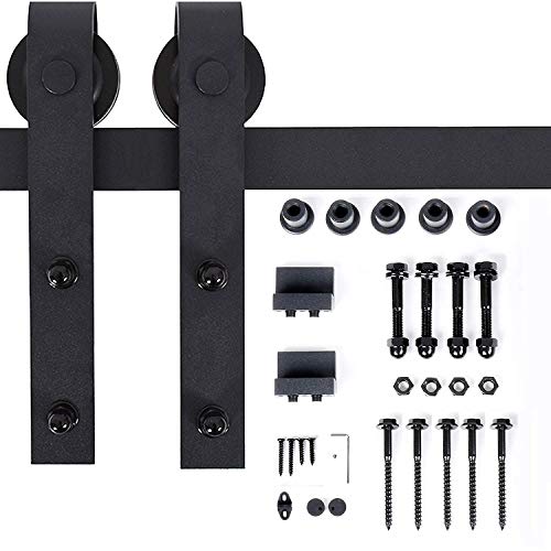 TE DEUM 6.6 FT"J" Shape Heavy Duty Basic Sliding Barn Door Hardware Kit