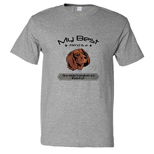 Custom Funny Graphic T Shirts for Men Friend German Longhaired Pointer Dog Cotton Top Oxford Grey Design Only 2X Large