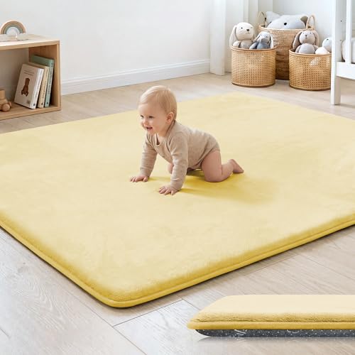 Image of 1.3 inch Thick Baby Floor Play Mat, 50x50 Padded Foam Mat, Vanilla