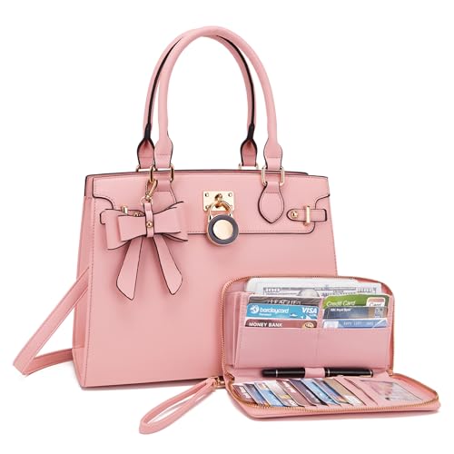 Image of Qiyuer Cute Purses Wallet Set For Women Handbags Satchel Tote Shoulder Bag | Affordable Luxury, Ideal Gift, Large Clutch Wallet, 2PCS, Sturdy Structured, Stylish, PU, Practical & Roomy for Daily & Work