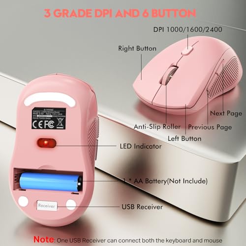 Image of Wireless Keyboard and Mouse Combo, Full Size Ergonomic with Wrist Rest