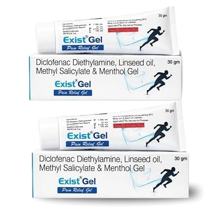 Image of EXIST-GEL Quick Relief from Knee Pain, Back, Neck, Joint Pain and Sprains | Eases Inflammation and Muscle Spasms | Deep Absorption | Pack of 2 | 60 GM