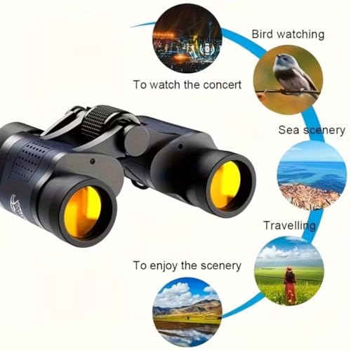 Image of Telescope 60X60 HD Vision Binoculars 10000M High Power for Outdoor Hunting Optical Vision Binocular Fixed Zoom Adjustable Lens Waterproof with Storage Bag