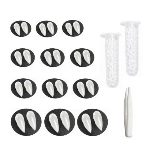 12 Pairs Halloween Vampire Teeth Fangs Fake Teeth with Adhesive Beads &Tweezers, 4 Sizes Reusable Vampire Teeth Halloween Costume Accessories Cosplay Horror Party Favors Masquerade - image 2