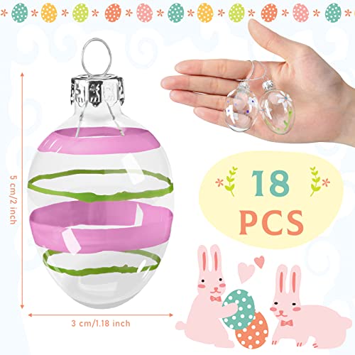 18 Pcs Glass Easter Egg Ornaments Hanging Stained Glass Egg Hand Painted Pastel Easter Eggs For Tree Spring Tree Decorations With String For Home Decor Easter Party, 1.2 X 2'' (Hand Painted Style) #TOP1
