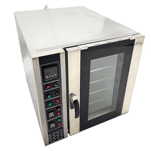 EQCOTWEA Commercial Convection Oven 5 Trays Stainless Steel Electric Hot Air Circulation Steam Oven with Precise Temp Control, 200L/53Gal Capacity for Bakeries, Restaurants, Hotels 220V 3PH