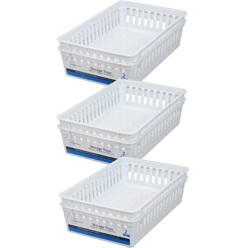 Basic White Storage Trays (6, Rectangle) by Mainstay