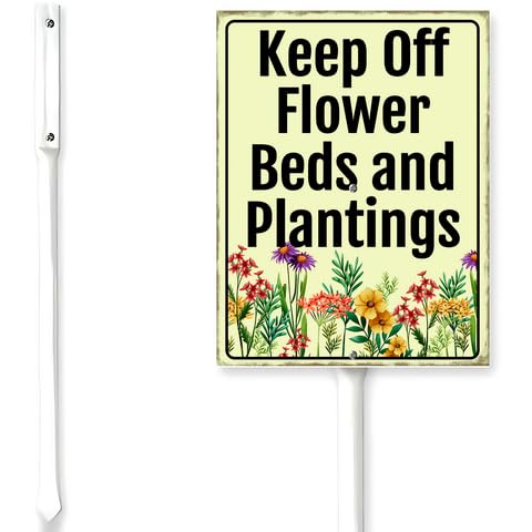 Kurmntregon Garden Sign Keep Off Flower Beds And Plantings Sign With Stake Stay Out Rustproof Neighborhood Street Wildflowers Farm Home Lawn Walkway Ground Porch Aluminium Decorations 7x8.8'