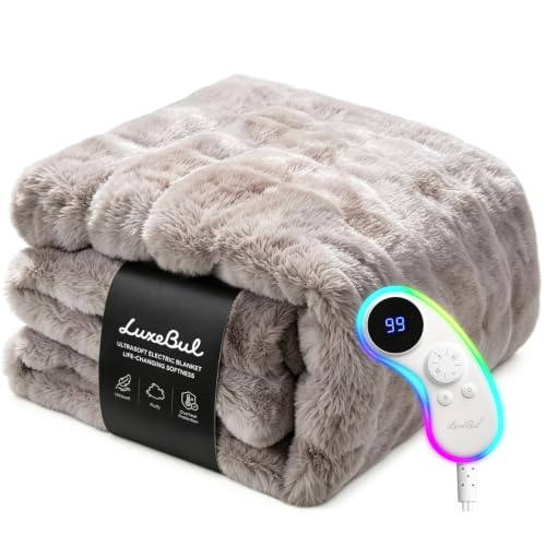 Manta Eléctrica Ultrasuave LuxeBul ZRF5060LG 460 GSM de Piel Sintética con Textura de Burbuja Gris 50x60 Pulgadas miniatura 1