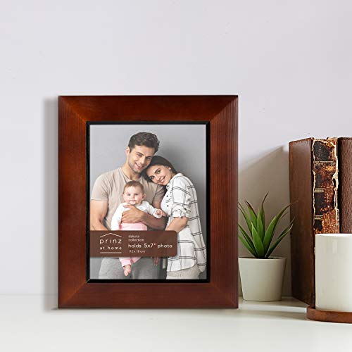 Prinz Dakota Dark Walnut Wood Picture Frames With Velvet Backing - Set Of Two - Made For 5”X7” Photos, Wall Mount Or Tabletop Display #TOP2