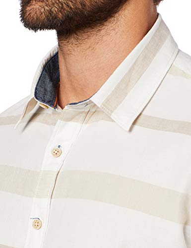 JAB Camisa Manga Longa Striped Masculino, Tam M, Bege Listrado