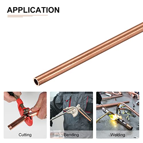 DTGN 4mm x 0.5mm x 300mm(ODxWall TXL) Copper Tube - 3Pack - Good for Machinery Equipment DIY Decorative Frame - Round Metal Tubing - Image 4