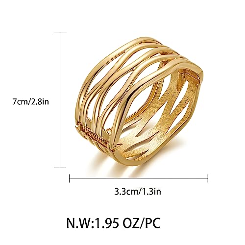 Innerdiva Gold Bangle Bracelet For Women Cuff Bangle Adjustable Open Wide Bracelet Fashion Jewelry Wrist Cuff Wrap Bracelet For Women #TOP5