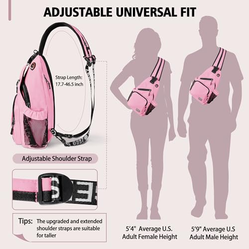 Image of Geestock Convertible Sling Bag for Women Men, Lightweight Crossbody Backpack Daypack Chest Bag Fit 10.9 inch Tablet for Travel, Sport, Hiking & Commute, Pink, 8.27inx3.94inx13.39in