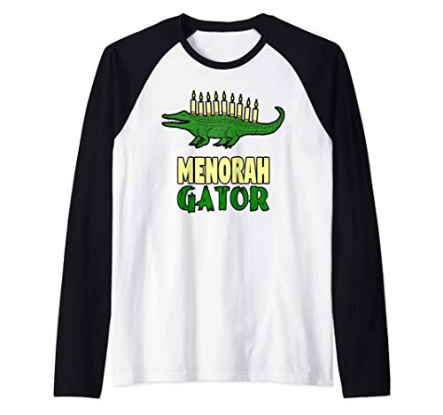 Gators Crocodile Lover Hanukkah Gifts - Alligator Menorah Camiseta Manga Raglan