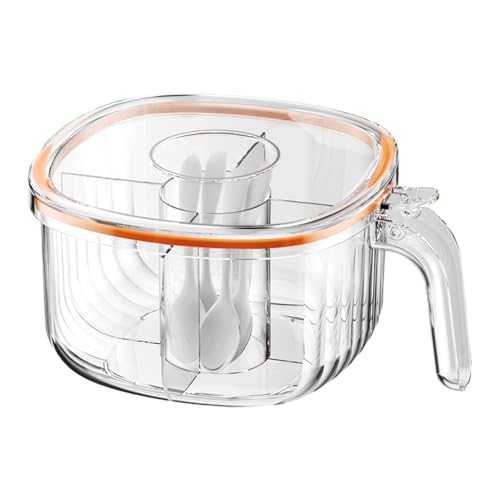 Genérico Clear Seasoning Box, Sealed Condiment Container with 4 Grids, Food Grade Portable Construction, Snap On Transparent Lid, Compact Storage Organizer for Salt, Sugar, Kitchen Cooking
