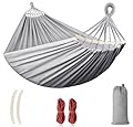 Outerman Hammocks (Max 550lb),Portable Camping Hammocks Upgraded Thickened Canvas Fabric, Two Anti Roll Balance Beam and Sturdy Metal Knot Tree Straps for Travel, Beach, Backyard etc.