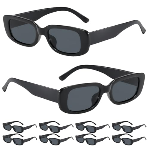 Calenxy 20 Stücke Vintage Rechteckige für Damen Herren, Sonnenbrille Set Party Brillen Mode Sonnenbrille UV Unisex Schwarz Retro Ultraleicht Rahmen, Sonnenbrille für Partys Reise Fahren Fahren
