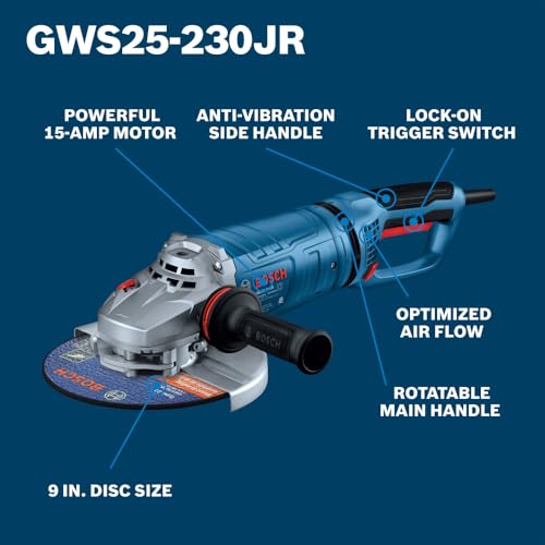 Bosch GWS25-230JR 9 In. Large Angle Grinder – 15 Amp thumbnail 2