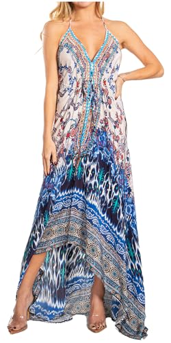 Image of Sakkas Lizi 2025 Womens Maxi High-Low Halter Handkerchief Long Dress Beach Party