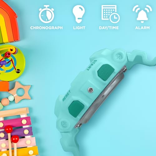 Image of Carlington Kids Digital Watch for Boys and Girls Age 3 to 14 Years Multicoloured Band with Alarm and Date Display - 9121