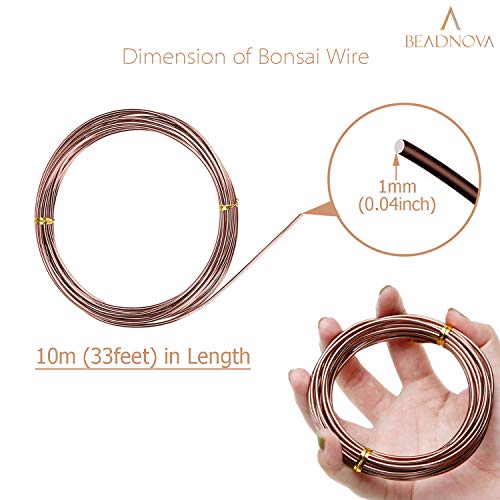 Beadnova Bonsai Tree Wire 98 Feet Copper Aluminum Wire Bonsai Tree Training Wire For Indoor And Outdoor Bonsai Plant (Copper, 1Mm, 30M) #TOP1