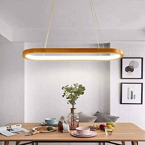Suspension lustre en bois blanc au design elliptique haut de gamme - 4