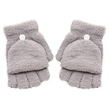 Guantes para mujer, para clima frío, guantes calentadores de invierno para mujer, guantes de coral, manoplas sin dedos, guantes para mujer (gris, talla única)