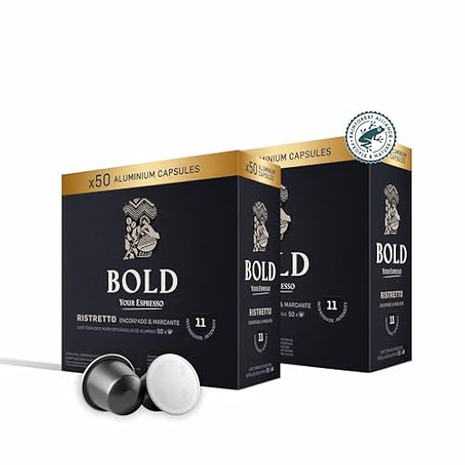 BOLD Your Espresso – Cápsulas de Café Ristretto (100 Unidades) Compatibles con Nespresso®*, Intensidad 11, Blend Arábica & Robusta de Cuerpo Denso y Sabor Marcante | Ya disponible en tu tienda friki favorita! En mundofriki.es!