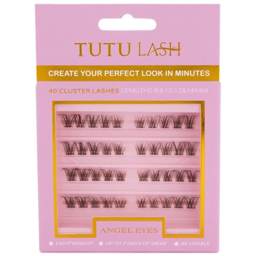 Tutu Lash Caramel Lashes Brown DIY Cluster Lashes ANGEL EYES 40 x clusters self application easy to apply lashes lash cluster box re-usable vegan (Angel Eyes Brown Cluster Lashes)