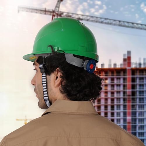 Image of PERF Safety Helmet for Construction & Outdoor Work|Easy 3D Fitting System for Any Head Size|Lightweight|4-Point Support, Easy Impact Absorption Sweatband|Maxxtra|Green