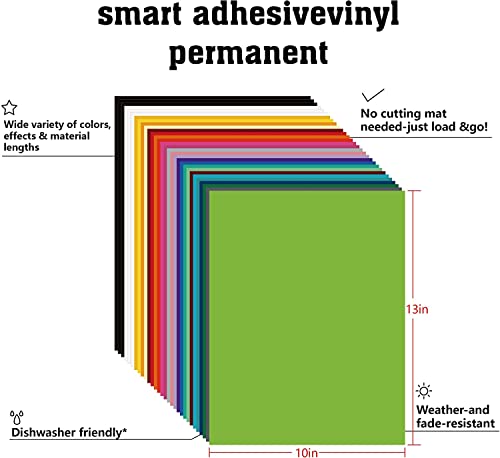 SPECUT Smart Adhesive Vinyl Permanent 30 Sheets (13x10in) - Compatible with Cricut Maker 3/Explore 3 Smart Adhesive Vinyl Sheets,Outdoor Vinyl for cricut,Party Decoration