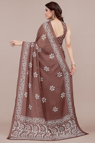 Image of MIRCHI FASHION Saree for Woman Chiffon Batik Printed | Lightweight Daily Wear Women's Office Sari with Blouse Piece (Available in 40 Colours)