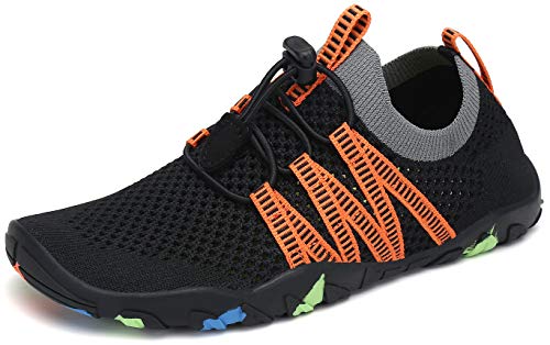 SAGUARO Zapatos de Agua Niños Escarpines Piscina Secado Rápido Niñas Zapatos de Natacion Respirable Antideslizante Escarpines para Acuáticos Snorkel Vela, Aceite Negro, 34 EU