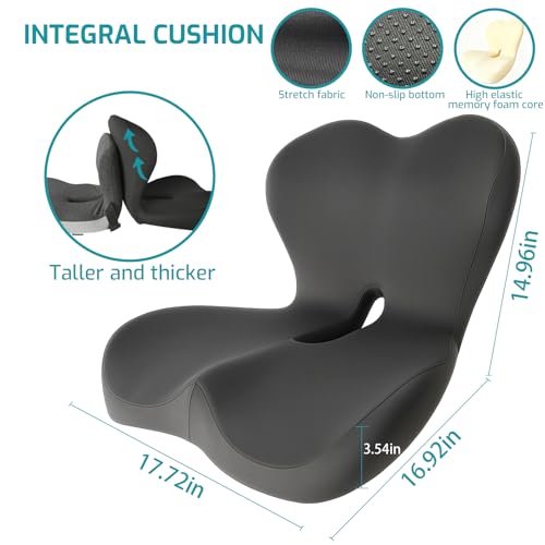 Image of Memory Foam Seat Cushion,Office Chair Cushion with Lumbar Support for Back Pressure Relief, Car Seat Cushion with Adjustable Strap,Sciatica Pad Cushions for Car,Truck, Desk,Gaming Chair