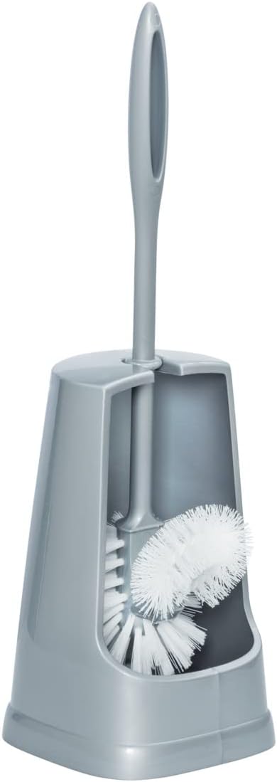 WENKO Ensemble WC Sur Pied Bambusa - Porte-Brosse WC Moderne Noir Avec Manche Bambou, Tête Remplaçable 8,5cm - 14x38cm