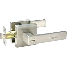 Plustool Door Handles, Keyless Privacy Interior Door Levers Locksets, Heavy Duty Flat Square Door Knobs Bedroom & Bathroom, Reversible Interior Handles for Left &Right Handled Doors