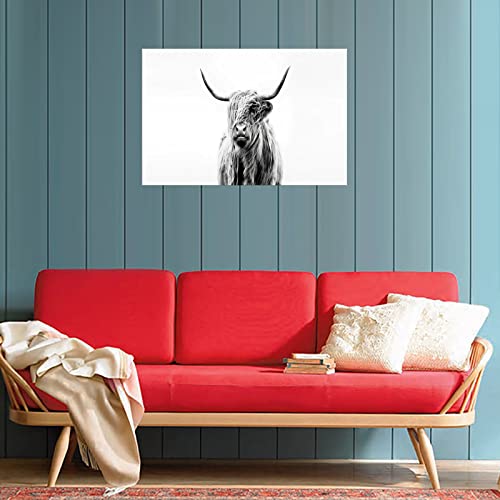 Dzl Art D73269 Animal Canvas Wall Art Black And White Cow Wall Art Canvas Painting Ready To Hang For Living Room Bedroom Office Wall Decor Home Decor #TOP4