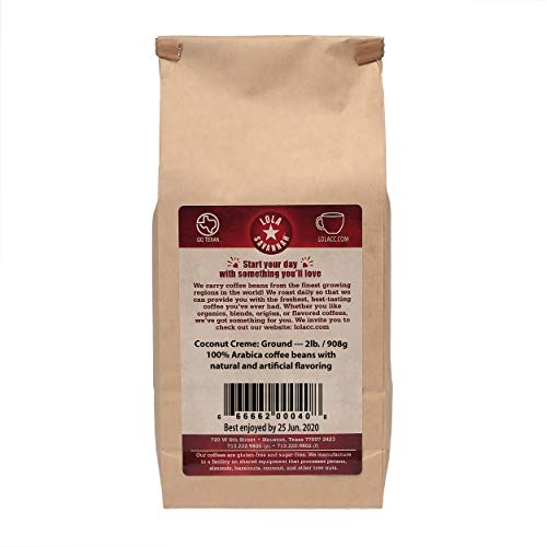 Lola Savannah Coconut Crème Ground Coffee - Flavored Arabica Coffee With Creamy Coconut Taste | Caffeinated | 2Lb Bag #TOP3