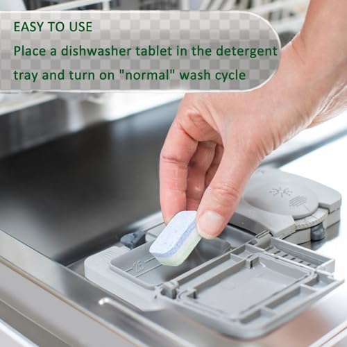 Image of Dishwasher Cleaner and Deodorizer Tablets. 18 Dishwasher Cleaner Tablets Helps Remove Limescale and Odor,For All Machines Including Heavy Duty And Septic.
