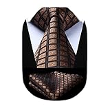 [HISDERN] おしゃれ ネクタイ チーフ セット メンズ ビジネス ネクタイ ブラウン ブランド 結婚式 就活 営業 転職 プレゼント 父の日HC-01