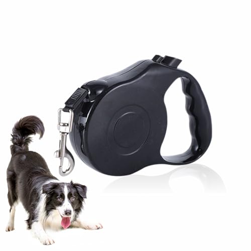 Retractable Dog Lead Pets Strong Lockable Leash Dogs Training 5 Meters Extendable Lead with One Button Brake and Lock Metal Snap Adjustable Hooks Max Weight Capacity 10kg Pet Accessories(Pack of 1)