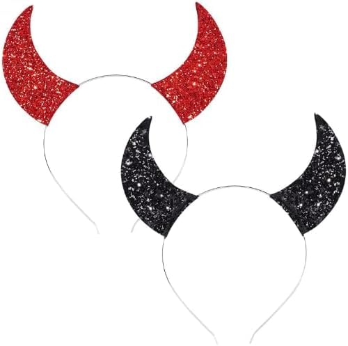 QIZHIQIAMY Serre Tete Corne Diable Halloween Serre Tête Corne de Diable Halloween Déguisement Effrayant Accessoire pour Enfant Adulte Déguisements de Fête, Cosplay...