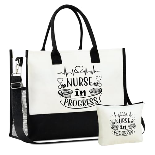 Image of InnoBeta Future Nurse Gifts, Canvas Tote Bag with Top Zipper Closure and Shoulder Strap for Birthday, Christmas and Every Special Occasion