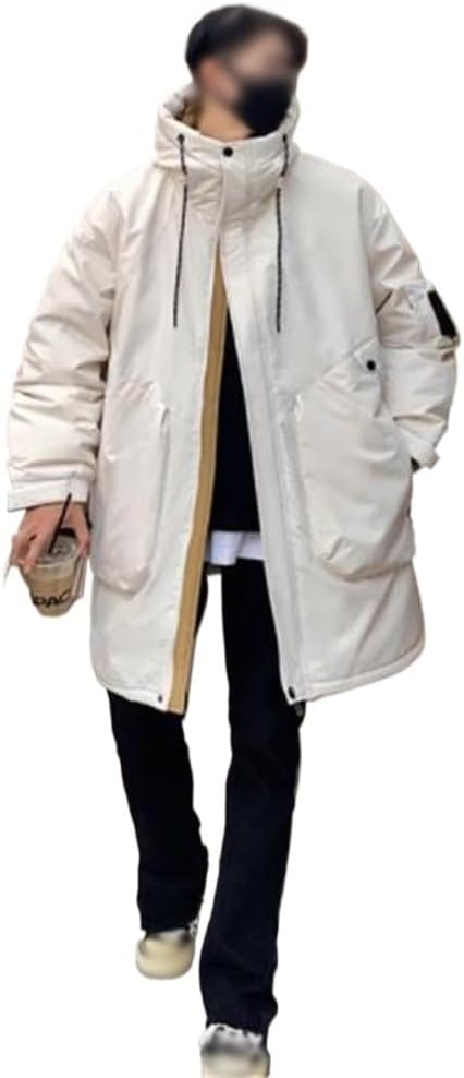VIDI Pai To Overcome The Long Hooded Down Jacket Men's Winter Light And Thick White Duck Work Coat
